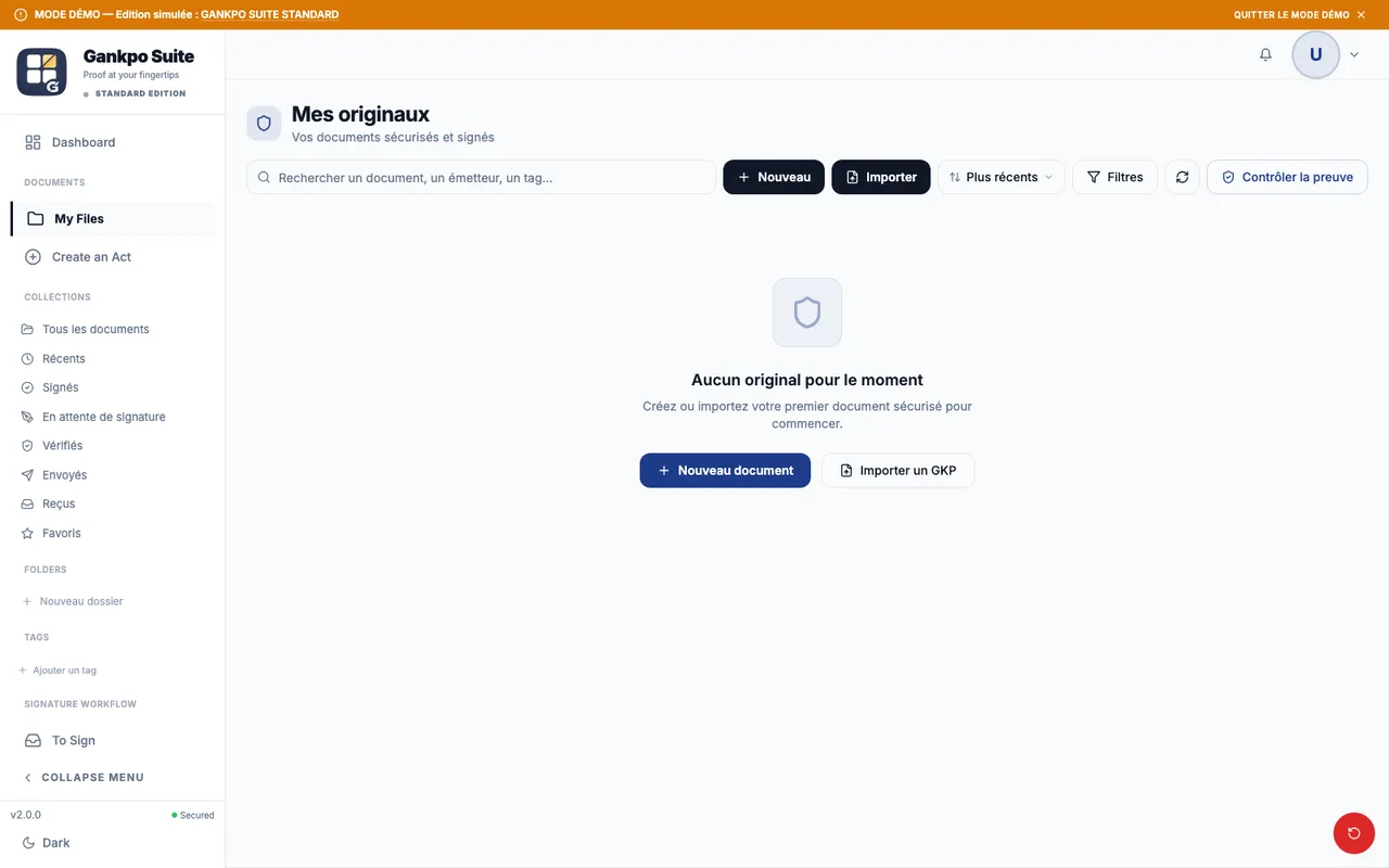Gankpo Suite demo screen without documents or personal data
